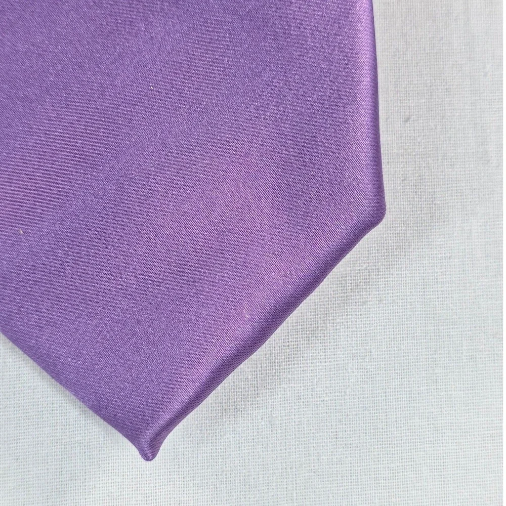 Tayion Mens Tie One Size Purple Solid Satin Regular Fit Formal Necktie NWT